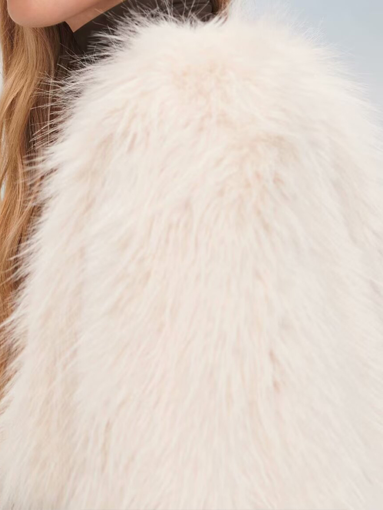 Einfaches Felloberteil, umweltfreundlicher kurzer Pullover aus Kunstfell, High-End-Temperament, lockerer Winter