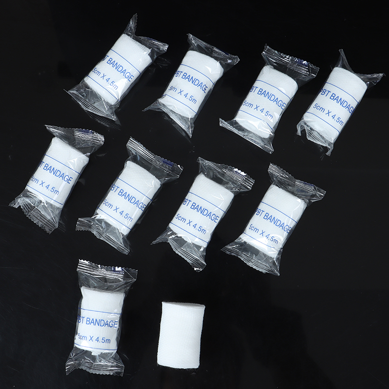 10 rolos/lote 5cm x 4.5m PBT Kit de primeiros socorros de bandagem elástica rolo de gaze curativo