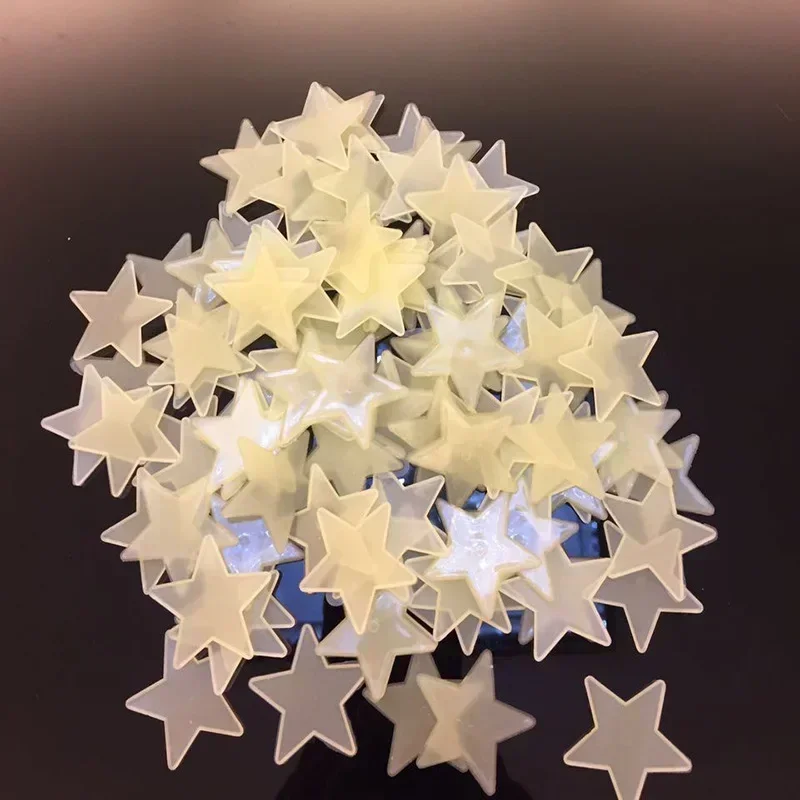 100 unids/bolsa juguetes que brillan en la oscuridad pegatinas de estrellas luminosas para decoración del hogar dormitorio pintura fluorescente pegatinas de PVC juguetes para niños