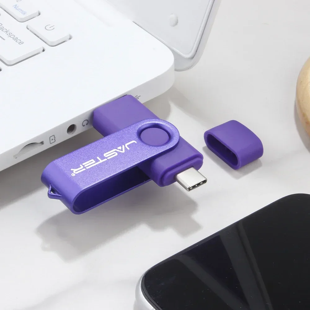 JASTER TYPE-C Rotatable USB Flash Drive 128GB High Speed Memory Stick 64GB Portable Pen Drive 32GB U Disk 8GB 4GB Business Gift