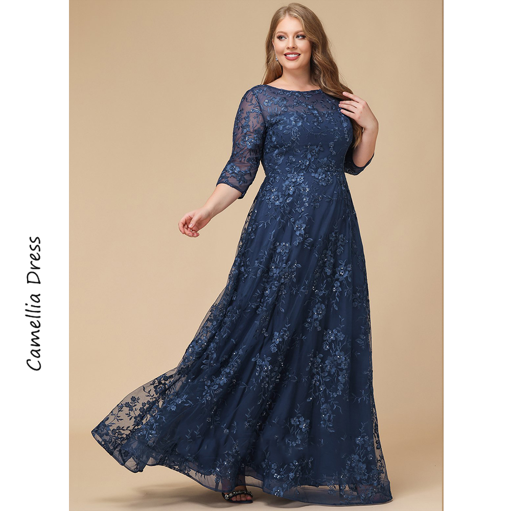 Neue A-Linie Abend Scoop Illusion Kleid elegante und hübsche Frauen kleider Spitze Pailletten Mutter der Braut Kleider Vestido