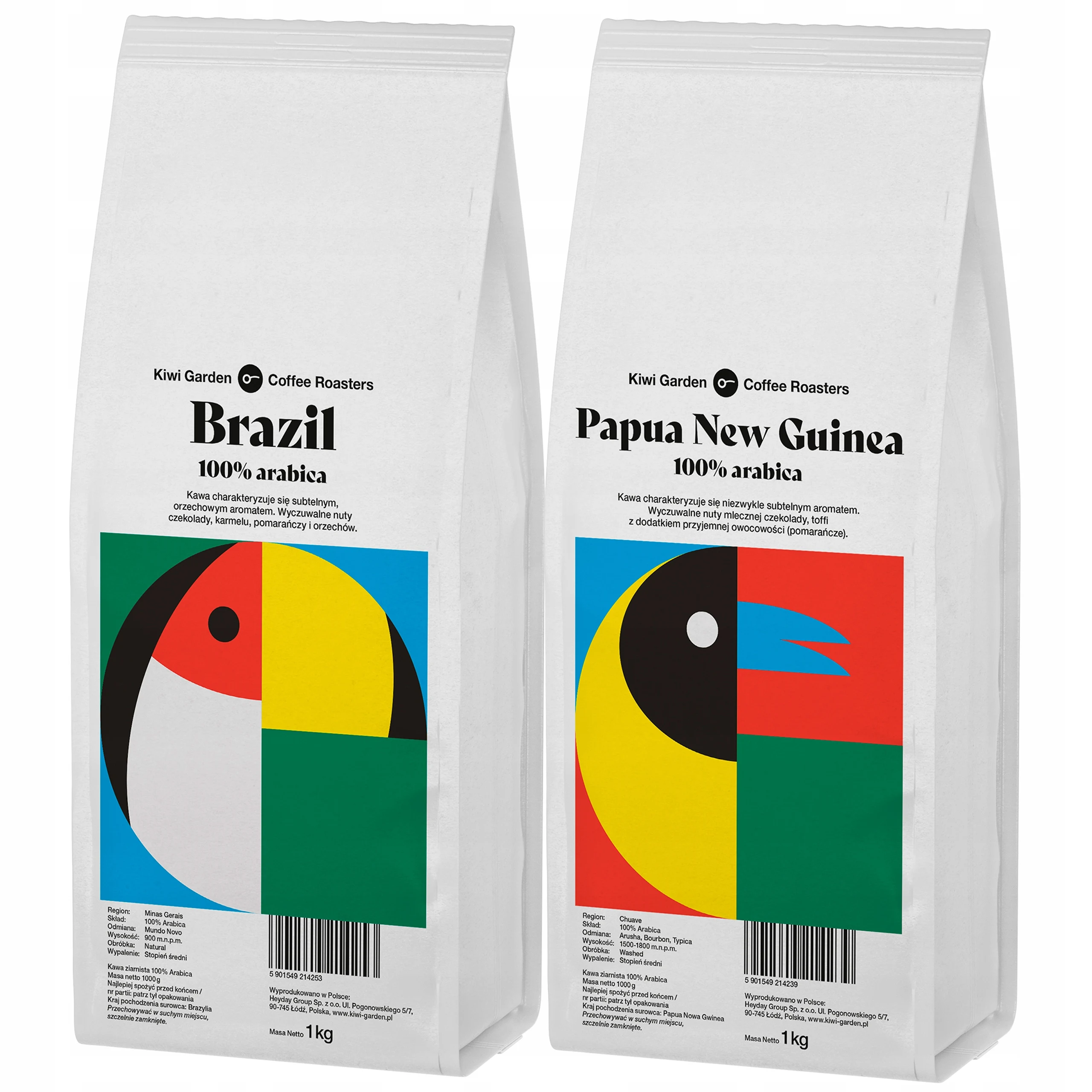 Kawa ziarnista Kiwi Garden Świeżo palona 2x1kg BRAZYLIA PAPUA