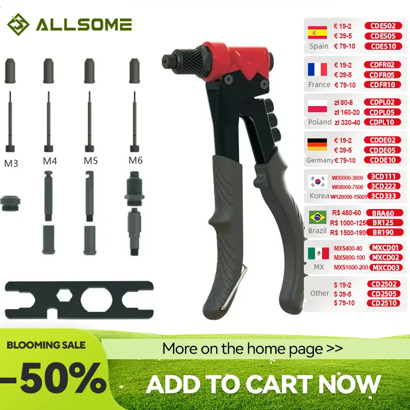 Taimimei 3 Trong 1 Đĩa Đơn Tay Đinh Tán Có Ngăn Súng Hạt Riveter