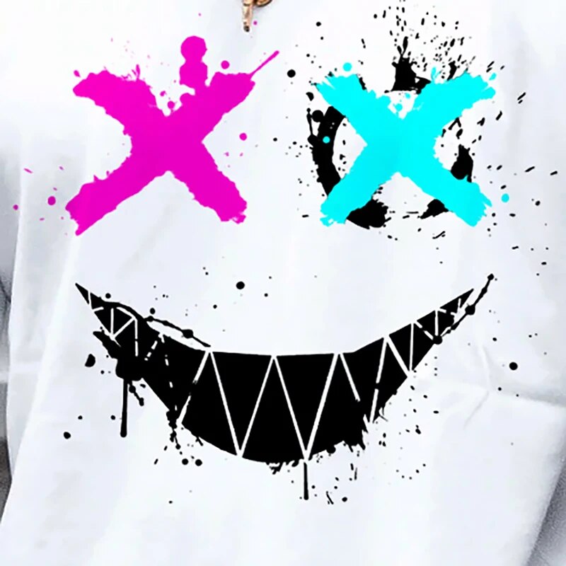 2024 Sommer Herren neue Mode Smiley Digitaldruck Kurzarm T-Shirt lose lässige tägliche Persönlichkeit Street Hip-Hop-Tops
