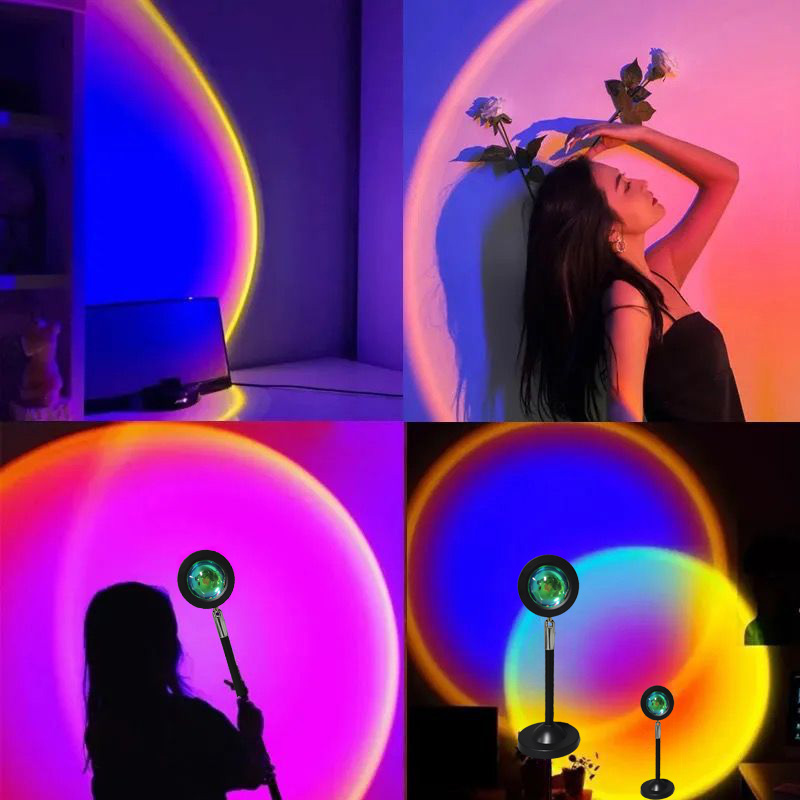 Sunset Projection Light 16-Color Spectrum Vibrant USB Remote Control Dynamic Color Changing LED Atmosphere Light Creative Home