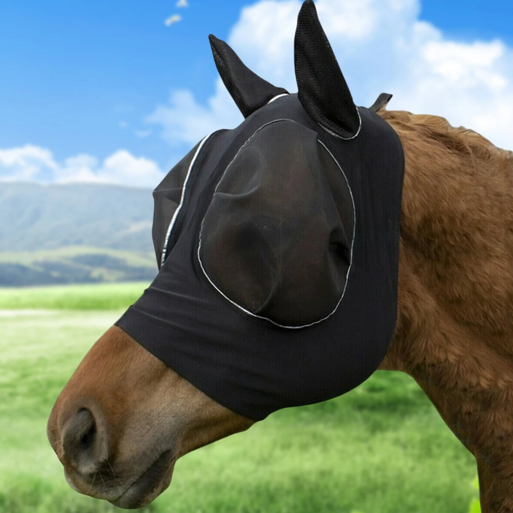 Maska przeciw muchom z rozciągliwej dzianiny Oddychająca maska ​​przeciw komarom Przeciw robakom Maska do latania konia Sprzęt jeździecki