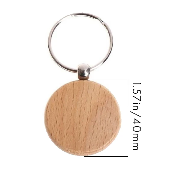 ใหม่ล่าสุด 40 ชิ้นเปล่ารอบไม้ Key Chain Diy ไม้พวงกุญแจ Key Tags สามารถแกะสลัก Diy ของขวัญ