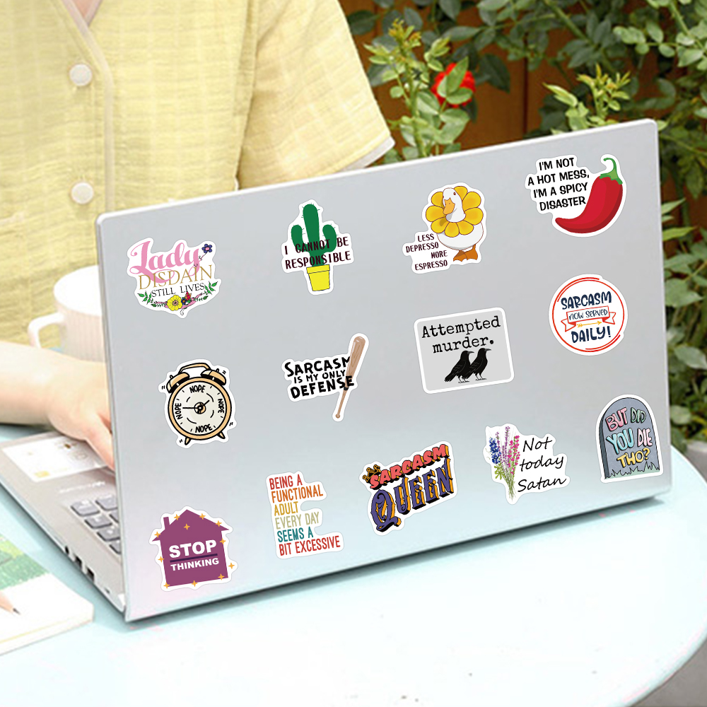 50PCS Funny Snarky Sarcastic Phrase Stickers DIY Decals Planner Laptop Bicycle Guitar Skateboard Car Gift Waterproof Stickers