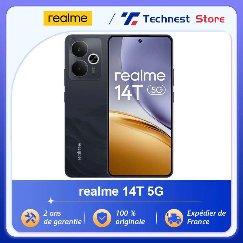 Globalna wersja smartfona realme 14T 5G MediaTek Dimensity 6300 6,67-calowy wyświetlacz OLED 6000 mAh Bateria Next AI Wodoodporność IP69
