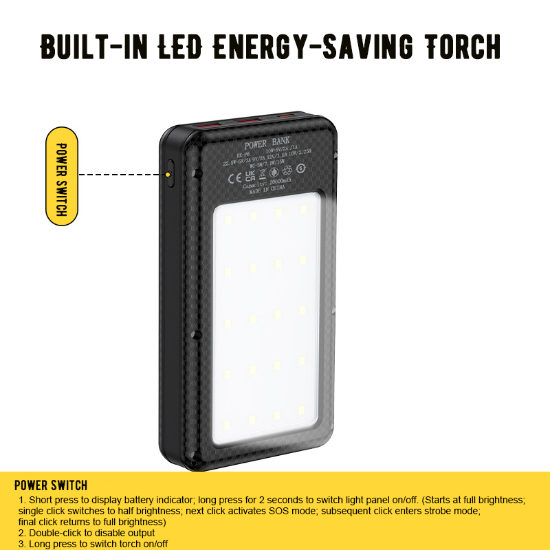 6*18650 Power Bank Battery Box Holder Dual USB Type C Charge Shell With Camping Lights for iPhone Huawei 18650 Battery Cases