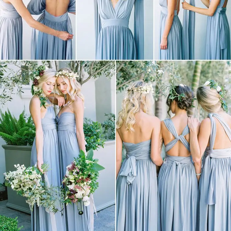 BABYONLINE-vestido de dama de honor con escote en V, traje Sexy de estilo infinito, Convertible, sin mangas, multiposición, cambiable, para invitados