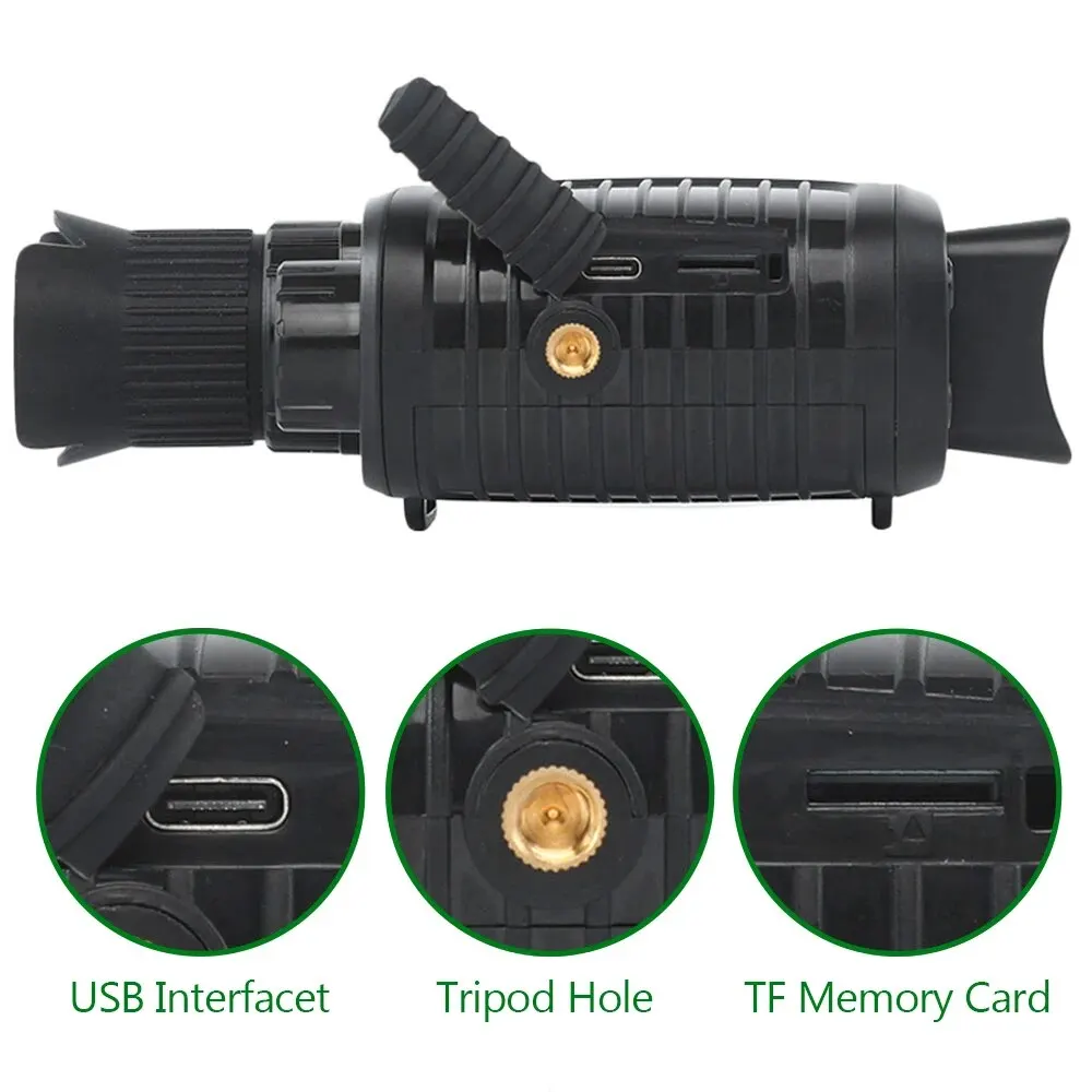 Dispositivo de visión nocturna Monocular HD infrarrojo, telescopio de caza con Zoom Digital 5x, para exteriores, oscuridad completa, telescopio de largo alcance de 300M
