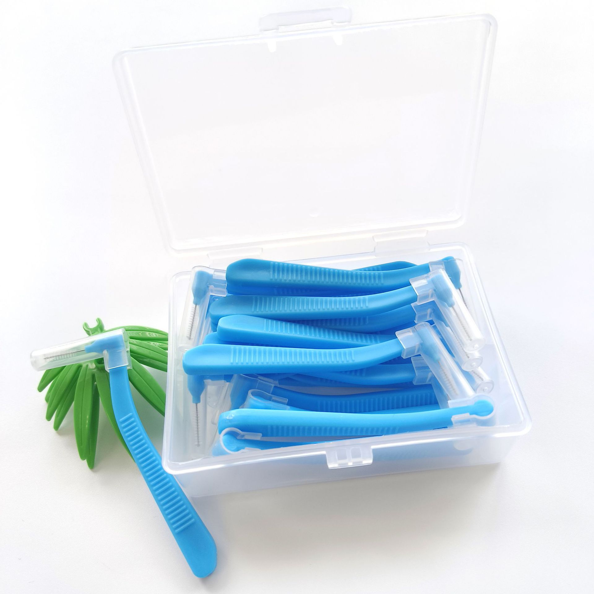 20pcs L 모양 0.6-1.2mm 치간 칫솔 상자 치열 교정 치과 도구 치아 청소 이쑤시개 구강 위생 치실