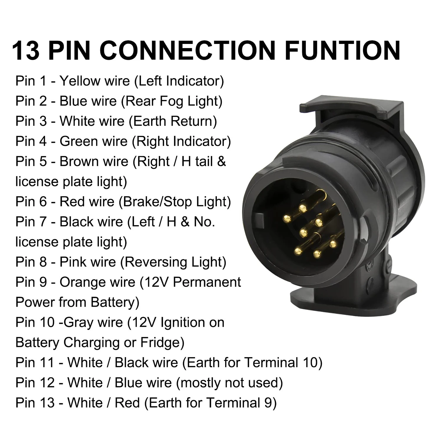 13 Pin to 7 Pin Trailer Adaptor Caravan Truck Towbar Car Towing Plug Adapter 12V Waterproof Electric Socket Converter Connector