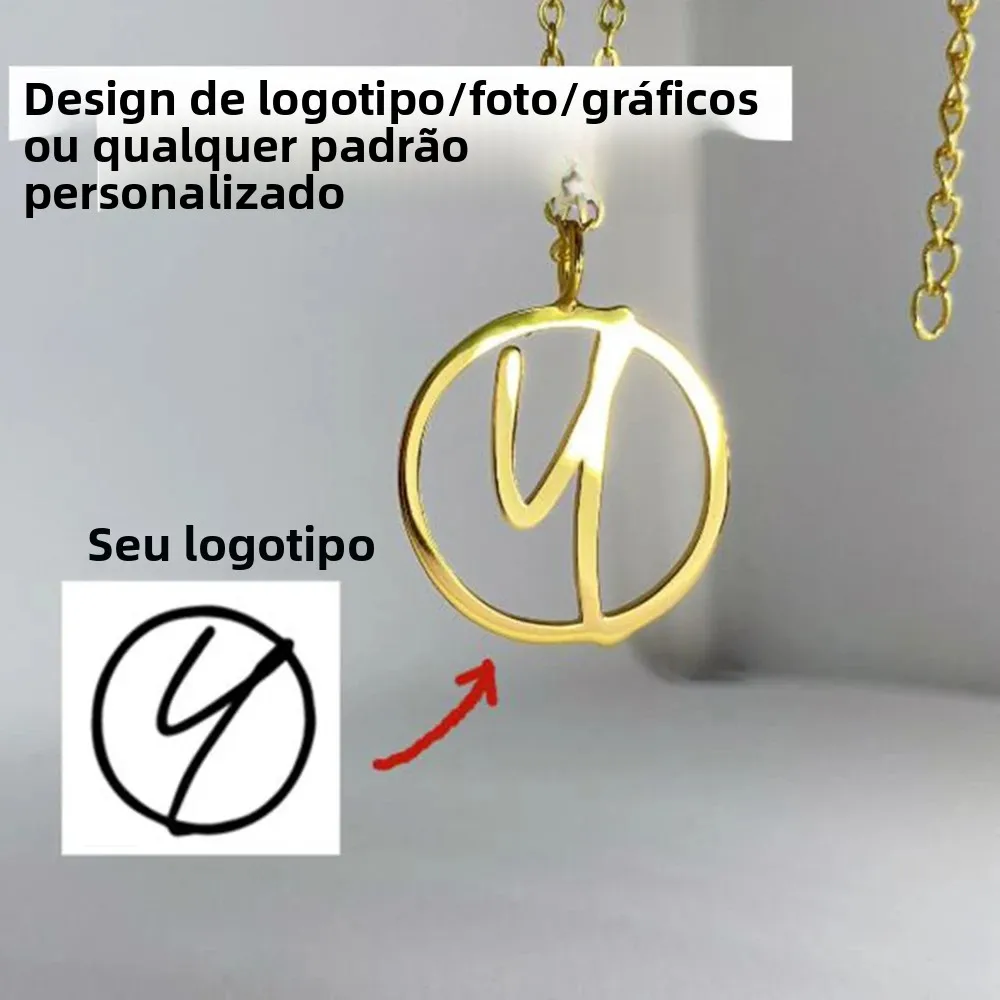 Colar personalizado, colar com logotipo, qualquer logotipo/forma/icon/colar estampado, colar com logotipo personalizado, design de logotipo da empresa