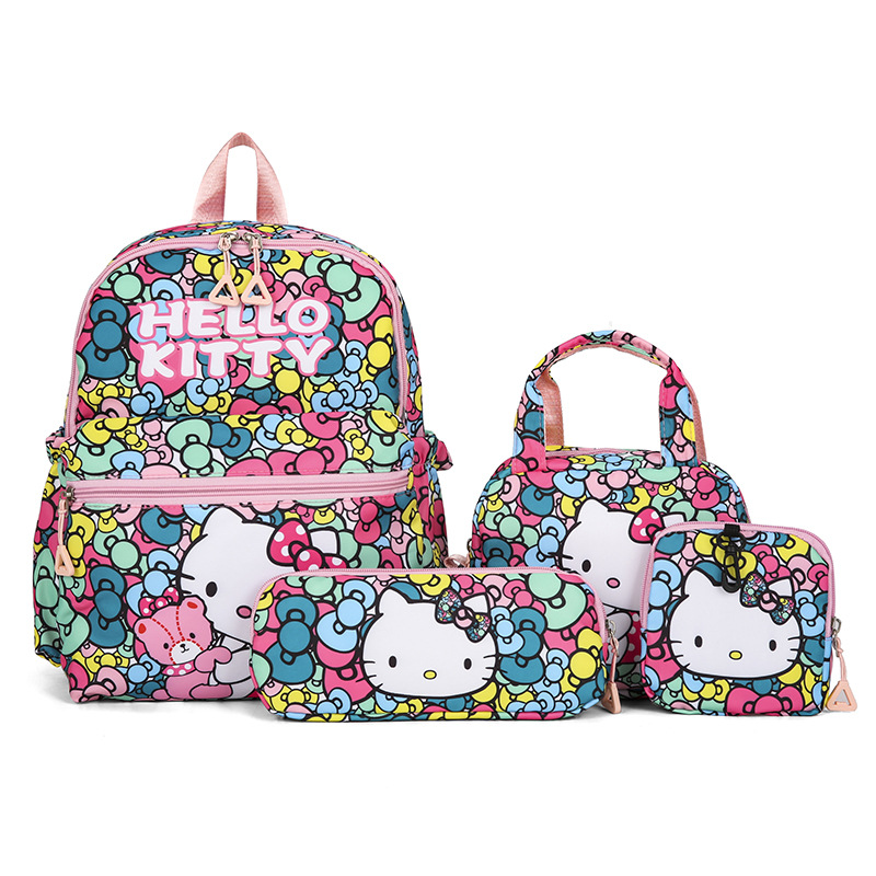 Nowy zestaw plecaków Kuromi Hello Kitty Melody Elementary Nowy czteroczęściowy piórnik szkolny Dziewczęca torba podróżna Torba na lunch dla ucznia