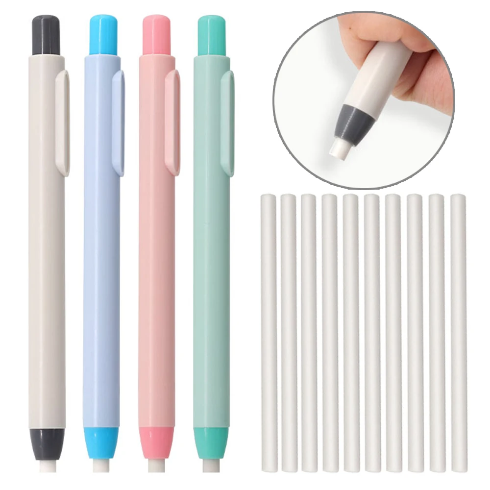 11 unids/set nuevo bolígrafo creativo forma prensa tipo lápiz borrador con núcleo reemplazable bocetos pintura escritura borrado suministros