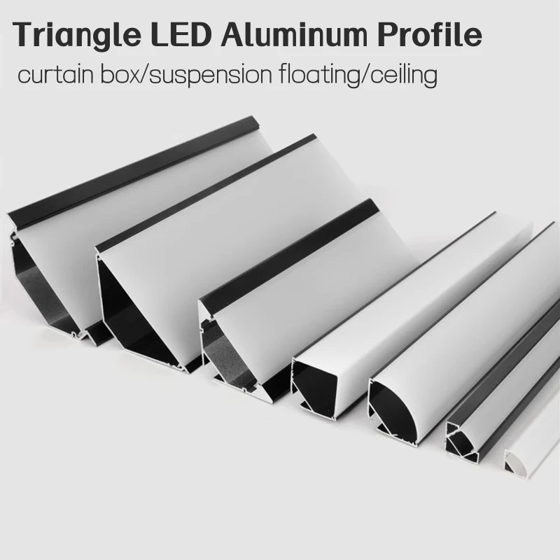 45° Oblique Beam LED Aluminum Profile V-type Top Corner Ceiling Flush Mounted Drywall PC Diffuser Channel Linear Bar Strip Light