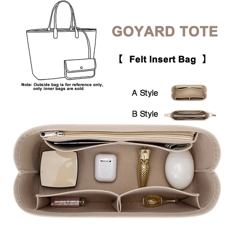 EverToner Organizador de bolsas con inserto de fieltro, bolso y bolso de mano, perfecto para bolsos de mujer de marca para Goyard LV Neverfull y más