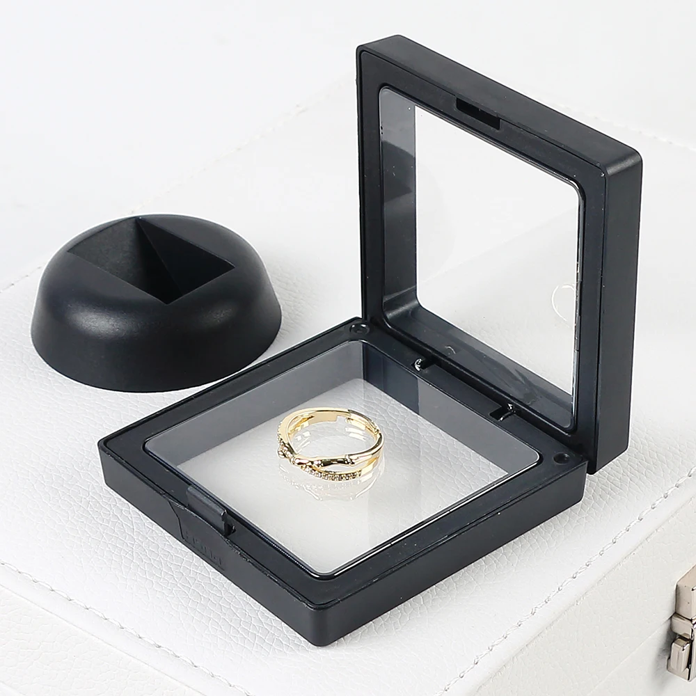 5 Stuks Drijvende Vitrine Frame Ring Ketting Oorbel Verpakking Sieraden Munt Display Standhouder