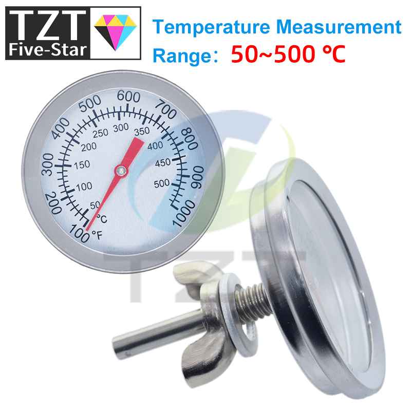 Termómetro para horno de Pizza, 52mm, 0-120 grados Celsius, acero inoxidable, parrilla interior y exterior, estufa de barbacoa, termógrafo para cocinar alimentos