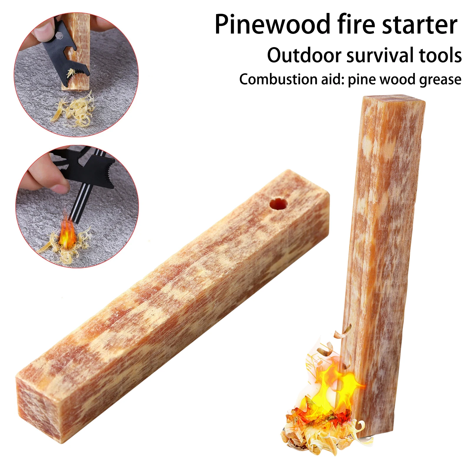 Rafford, 2 uds., cerillas de encendido natural puro, cerillas de infantes de madera de pino, herramientas para hacer fuego al aire libre, herramientas de supervivencia para acampar al aire libre