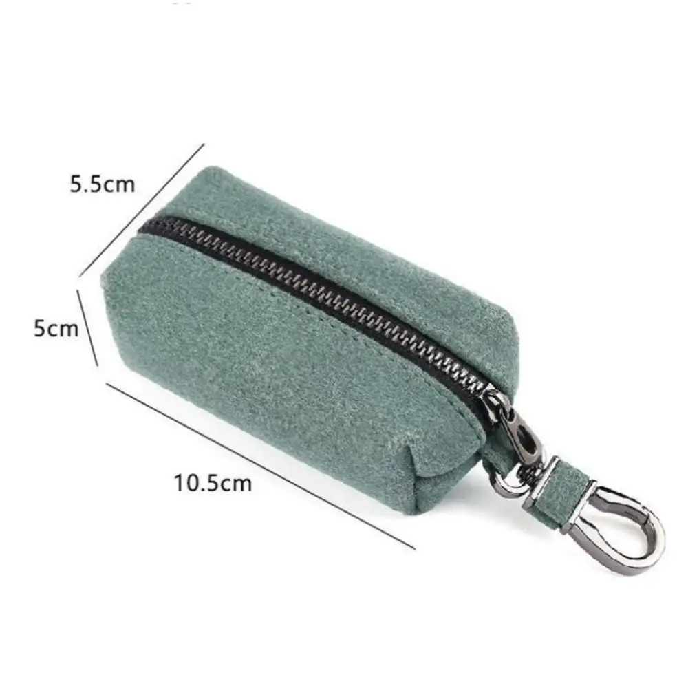 Portable Keychain Wallet for Men Women Large-Capacity Double Zipper Key Pouch Bag Suede Leather Key Case Unisex Coin Purse
