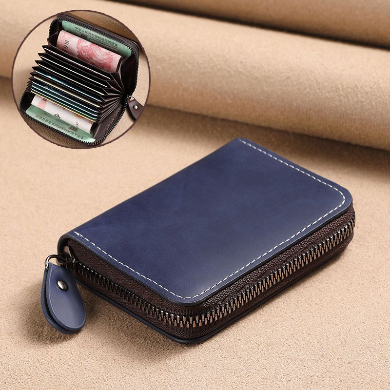 Stylish Card Holder Large Capacity ID Wallet Leather Holder RFID Blocking Wallet Compact Card Case Men's Card Wallet