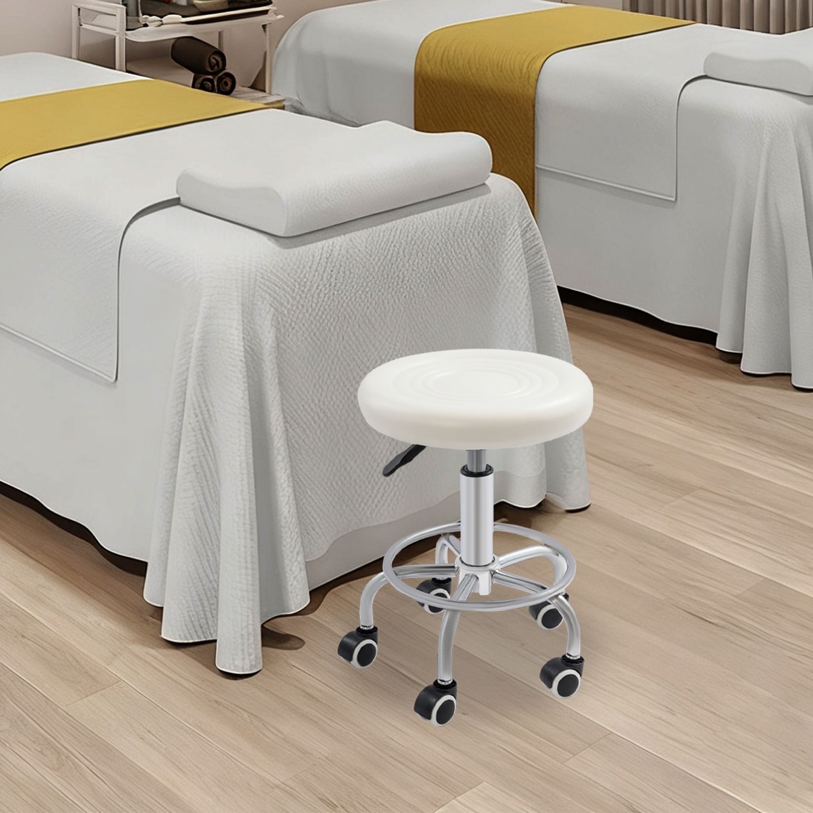 Silla de Bar elevable y giratoria, taburete giratorio, taburete redondo rodante, taburete ajustable en altura para salones de belleza, barras de masaje