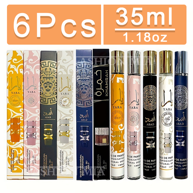 6PCS 35ml Original Yara Parfüm Langlebiger Duft Eau de Parfum Spray Arabische Parfüme Für Männer & Frauen Tragbares Parfüm