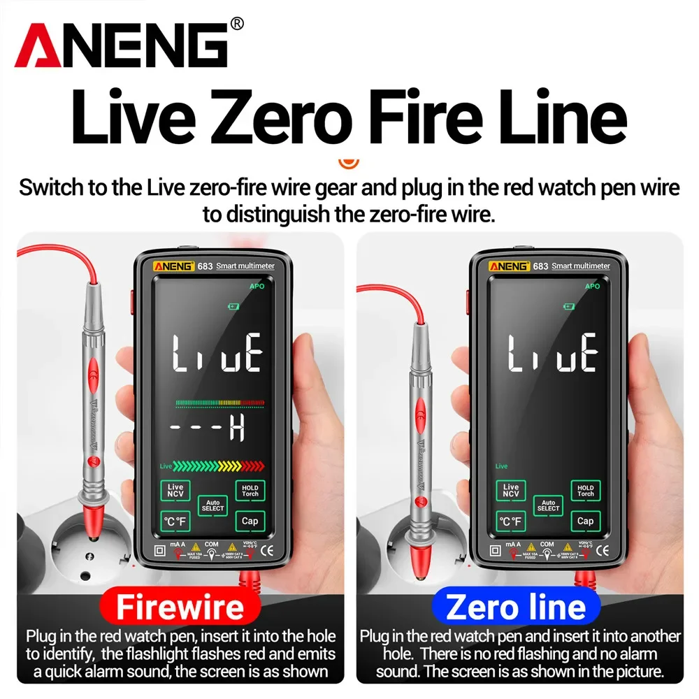 ANENG 683 6000 カウントタッチスクリーン充電式デジタルマルチメータースマートアンチバーンユニバーサルメーター VA リバースディスプレイ NCV テスター