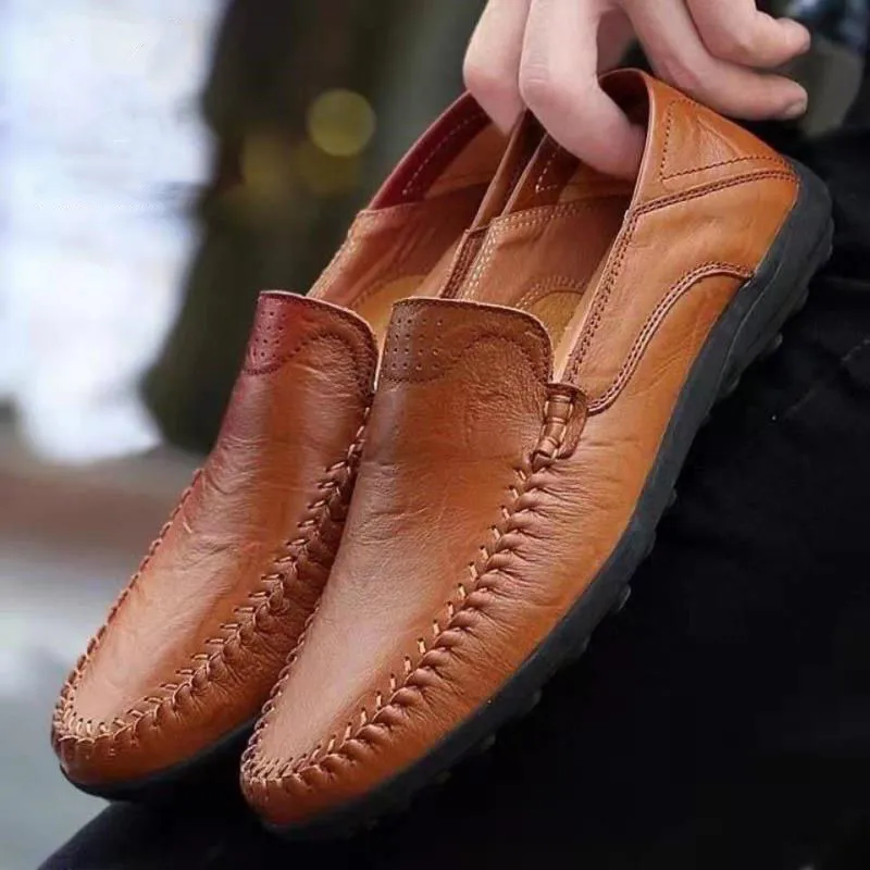 Männer Leder Schuhe Männer Frühling Loafer Slip auf Business Casual Leder Schuhe Klassische Weiche Mokassins Hombre Atmungsaktive Wohnungen Schuhe