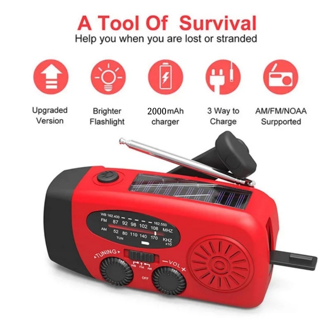 Led Flashlights Hand Crank Dynamo Powered AM/FM/NOAA Radio Emergency Rescue LED Flashlight Emergency Power Supply Power Bank