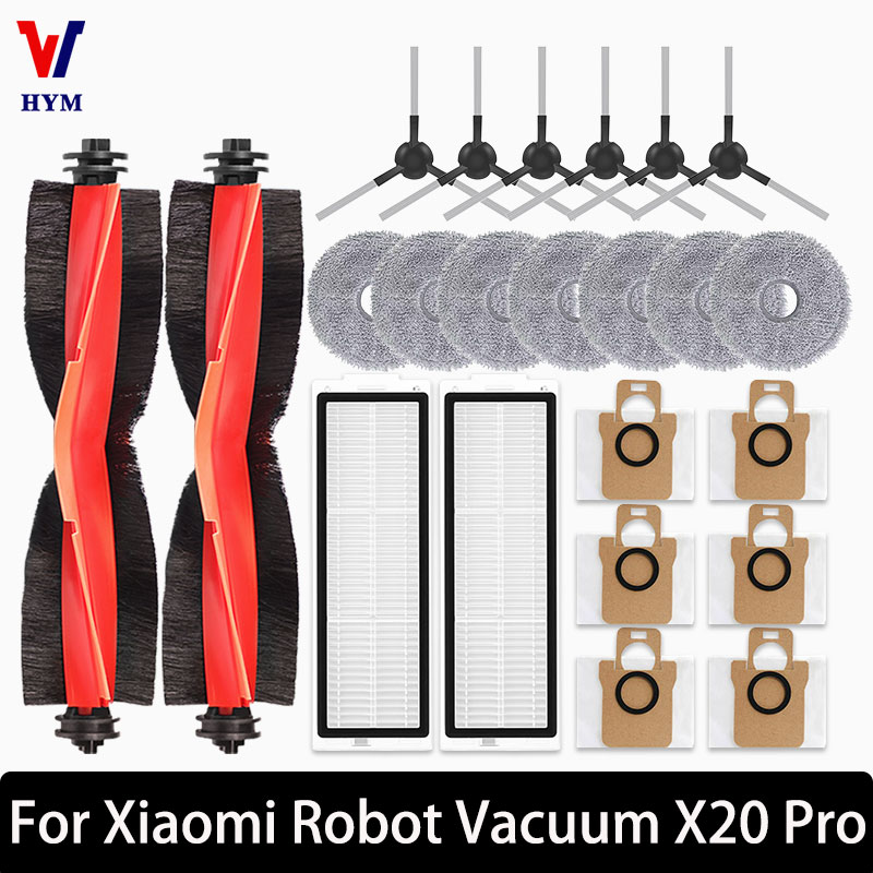 Для робота-пылесоса Xiaomi X20 Pro/D102GL, детали для пылесоса, аксессуары, основной ролик, боковая щетка, фильтр Hepa, швабра, тканевый мешок для пыли