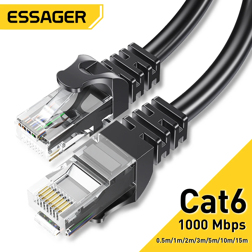 Кабель Ethernet Essager Cat6 Lan Cable UTP CAT 6 RJ 45 Сетевой кабель 5 м/10 м/15 м Патч-корд для ноутбука Маршрутизатор Сетевой кабель RJ45