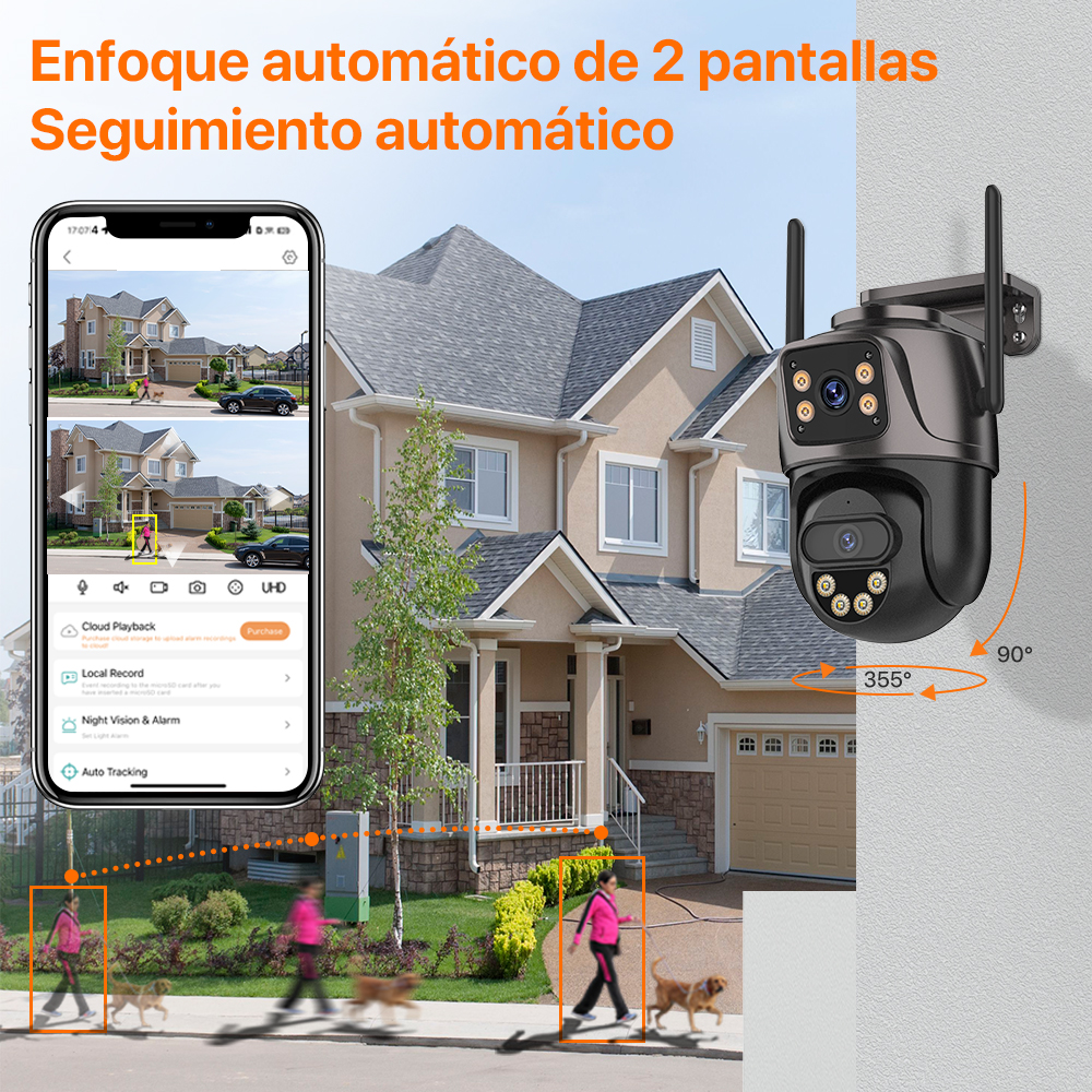 WONSDAR 4K PTZ WIFI cámara de doble lente cámara IP de doble pantalla al aire libre HD seguimiento automático protección de seguridad vigilancia CCTV iCSee