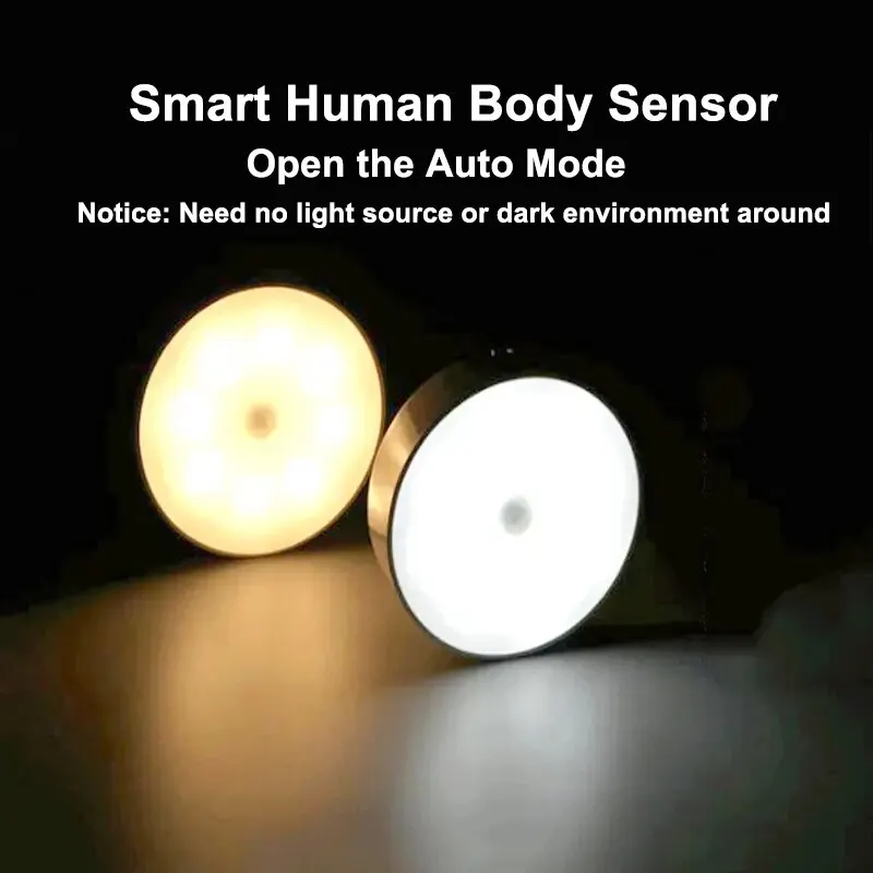 3 ชิ้น Motion Sensor LED ไฟกลางคืน USB ชาร์จโคมไฟกลางคืนสําหรับห้องครัวตู้ตู้เสื้อผ้าโคมไฟบันไดตู้เสื้อผ้าไร้สายแสง
