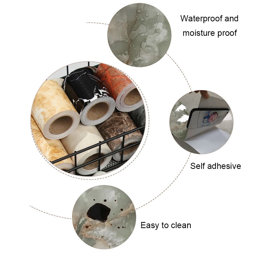 10M/Roll Door Frame Waist Line Wallpaper Windowsill Marble Grain Skirting Line Self-adhesive Waterproof Waveguide Line
