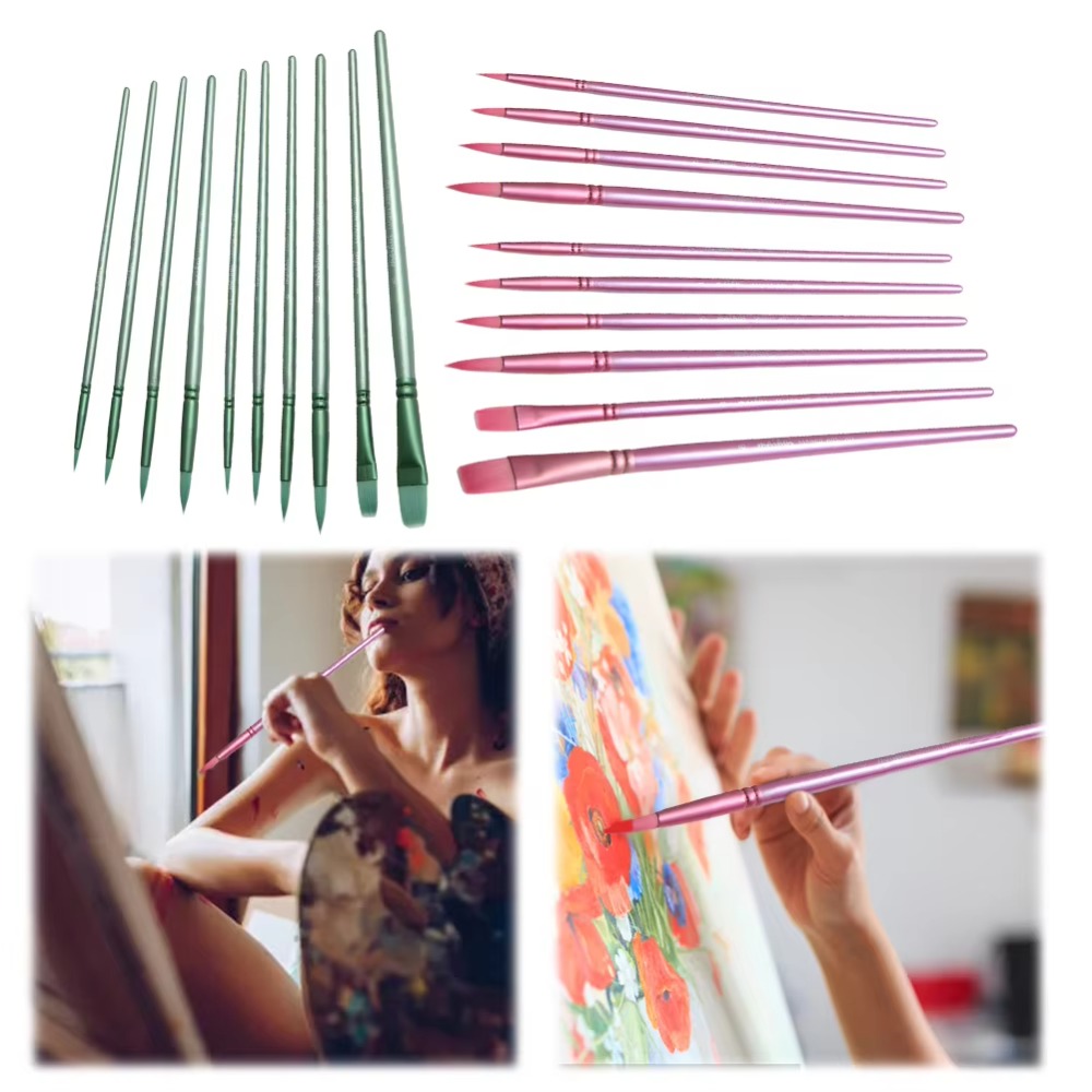 4/6 pcs Pointed Round Flat Head Watercolor Brush Nylon Soft Hair Hand Drawn Watercolor Beginner's Art Student Gift