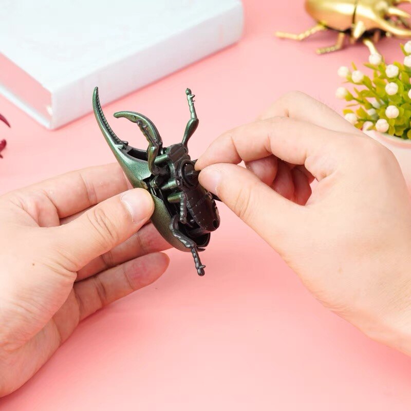 3PCs Wind-Up Beetle Creative Prankster Animated Insect Model Scarab Beetle Children's Battle Wind-Up Toy