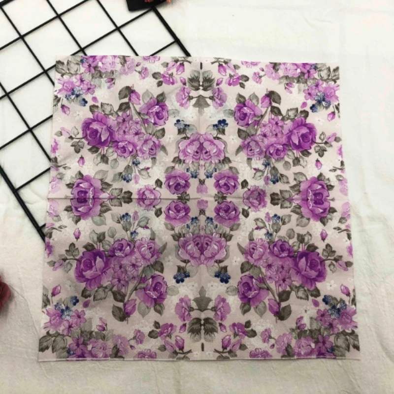 10/20pcs 33cm 2Layer purple printed napkins full page printed party decoration tissues restaurant paper DIY Decoupage Paper