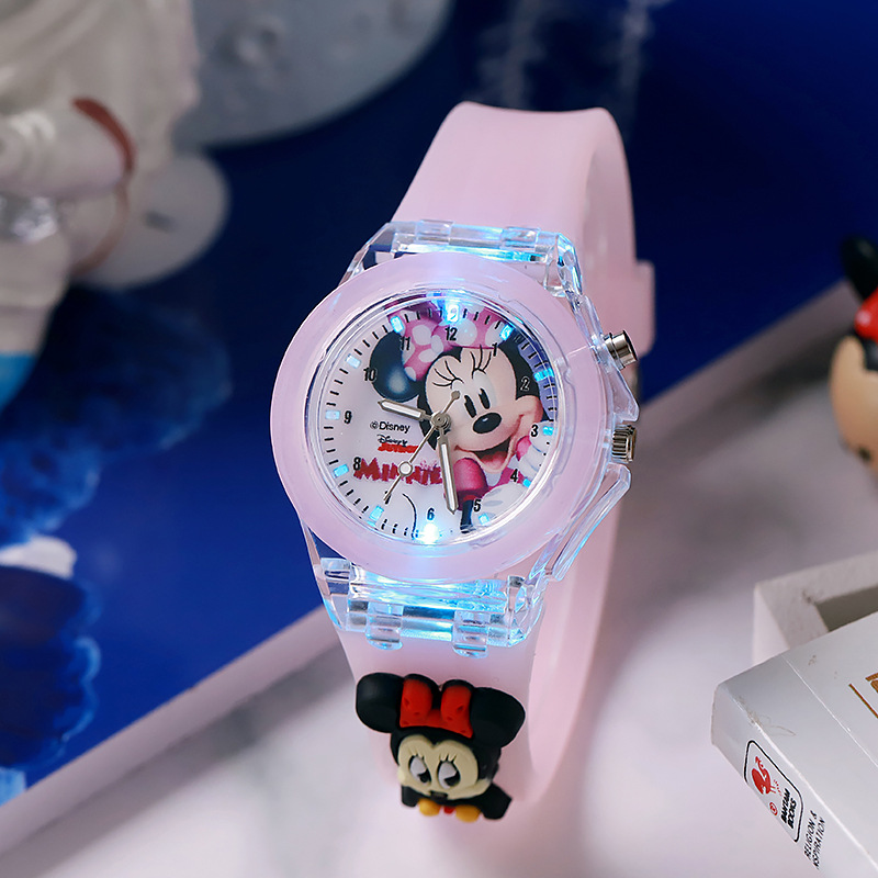 Nova disney mickey crianças relógios meninas pulseira de silicone luminosa 3d dos desenhos animados minnie crianças relógio de quartzo reloj infantil ﻿ ﻿