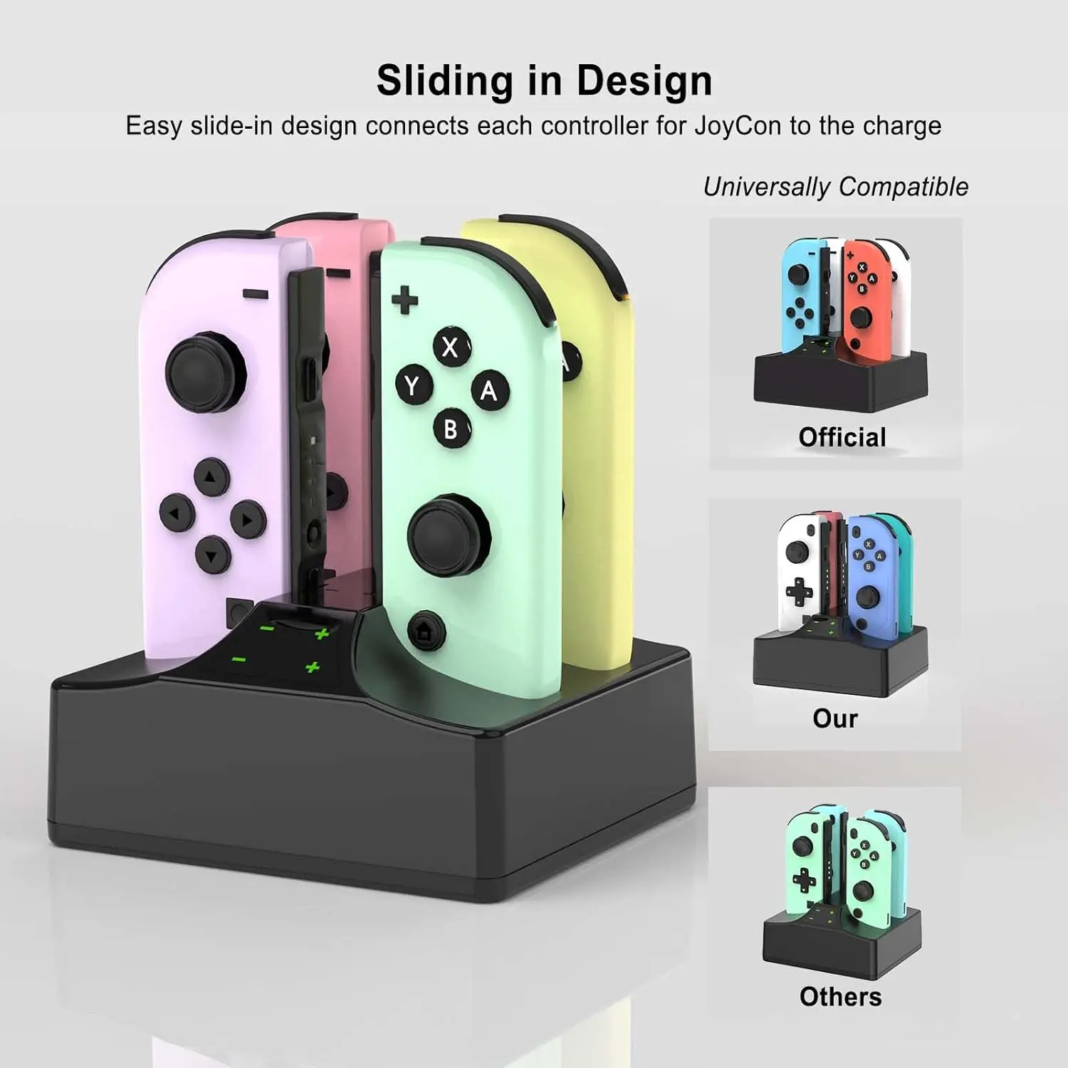 Estación de carga para Switch/Switch 2 Joy Con controlador base de carga 4 en 1 Nintendo Switch Joy Con 2 cargador accesorios para juegos
