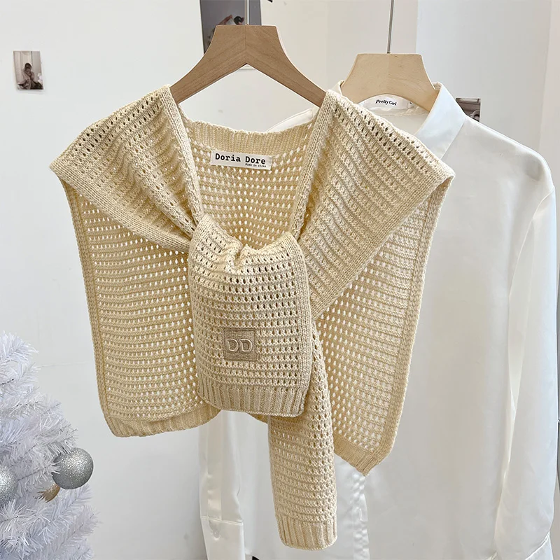 Bufanda de Punto para Mujer, Diseño Calado, C de Verano, Cuello Falso, Accesorio de Moda Versátil para Todas las Temporadas