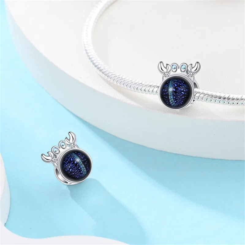Original 925 prata esterlina encantos contas caranguejo azul lagosta vermelha encantos pingente para mulheres finas diy pulseira jóias presentes
