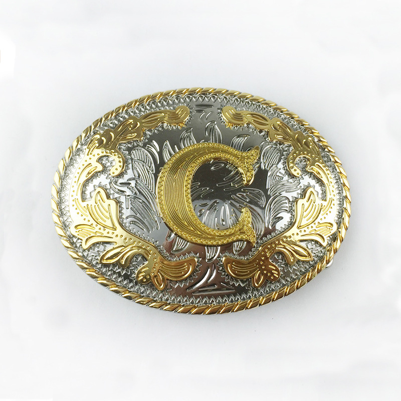 Weiß Karat Gold Muster 26 Englisch Brief Gürtels chnalle Kopf Mode lässig Gold Schnalle