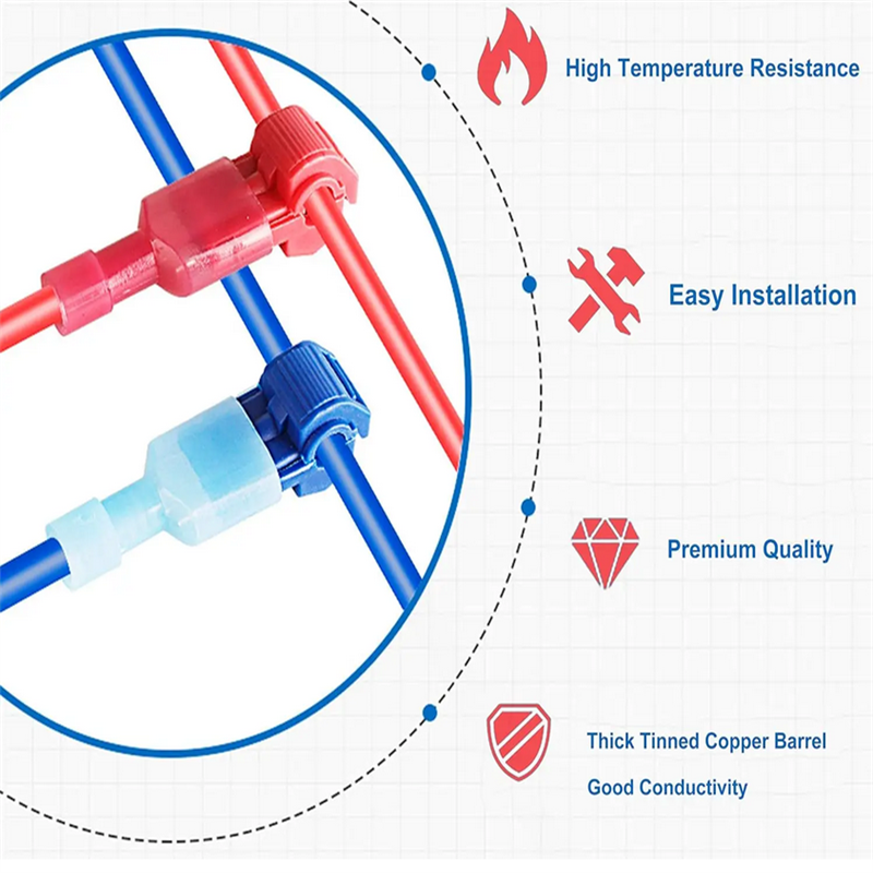 120/240PCS T Tap Wire Terminals Self-Stripping Quick Connecting Splice Electrical Wire Connectors Insulated Male