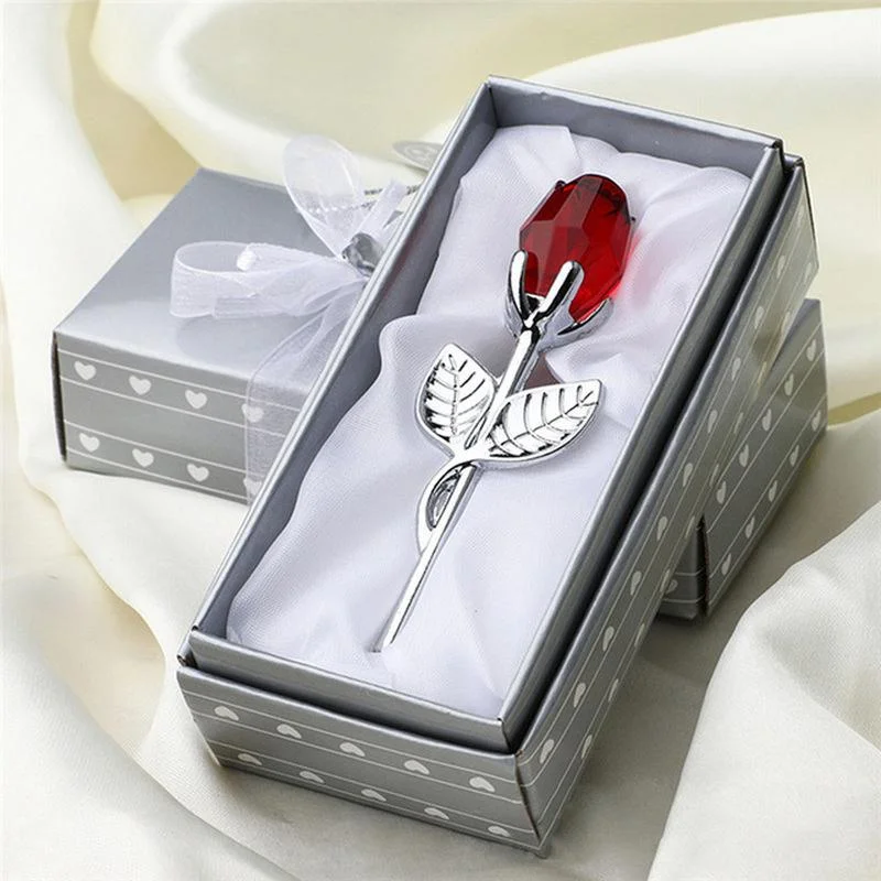 Figuras de flores rosas de cristal de 6 colores, manualidades, recuerdos del Día de San Valentín, regalo de Navidad para amantes, recuerdo, decoración de boda para el hogar