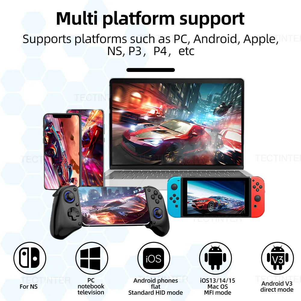 BSP-D11 Bezprzewodowy gamepad do gier na telefon komórkowy do kontrolera Nintendo Switch/PS4/PS3 Kompatybilny z Bluetooth Wysuwany joystick