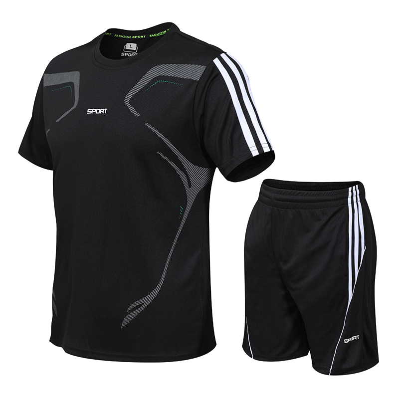 2024 ชุดกีฬาชายฤดูร้อนฟิตเนสแขนสั้นเสื้อยืดชายเสื้อผ้าแห้งเร็วหลวมสบายๆกีฬาขนาดใหญ่